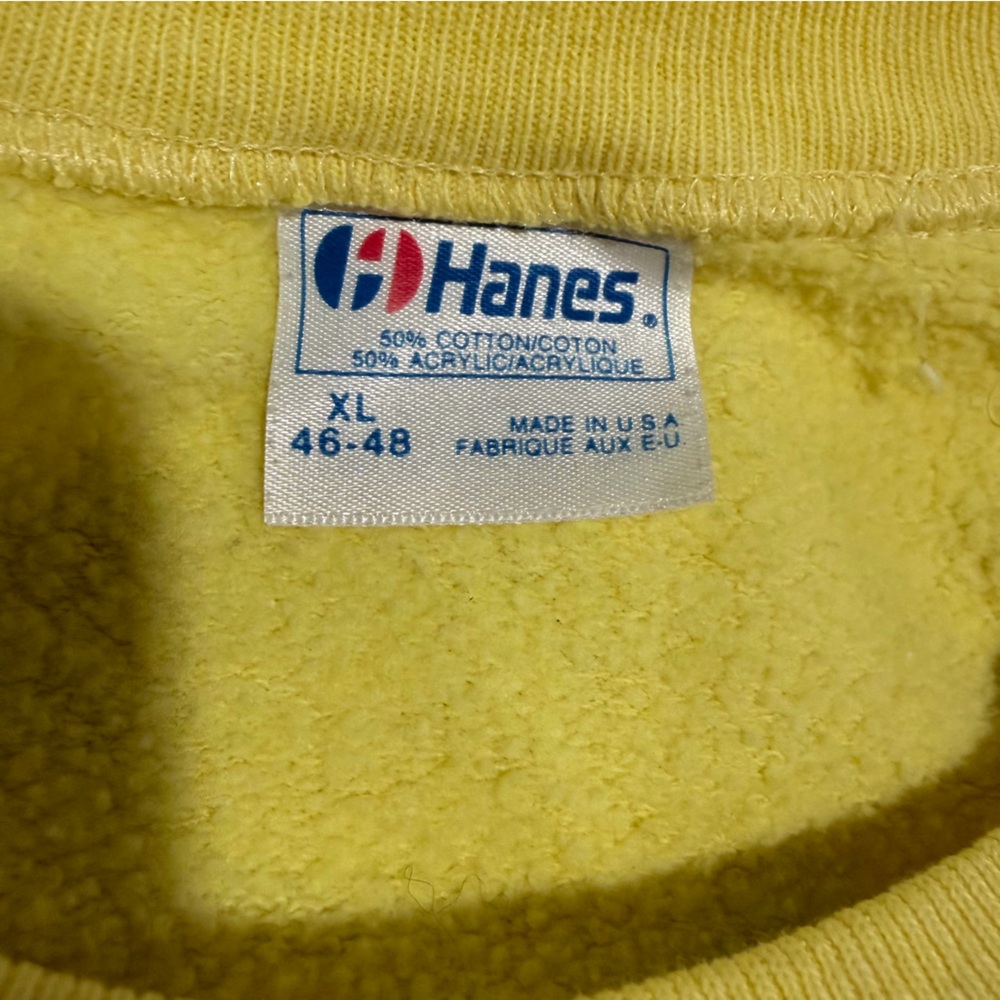 Hanes Vintage 80s Yellow Crewneck Long Sleeve Sweatshirt Strawberry Bow Cotton - Picture 4 of 5